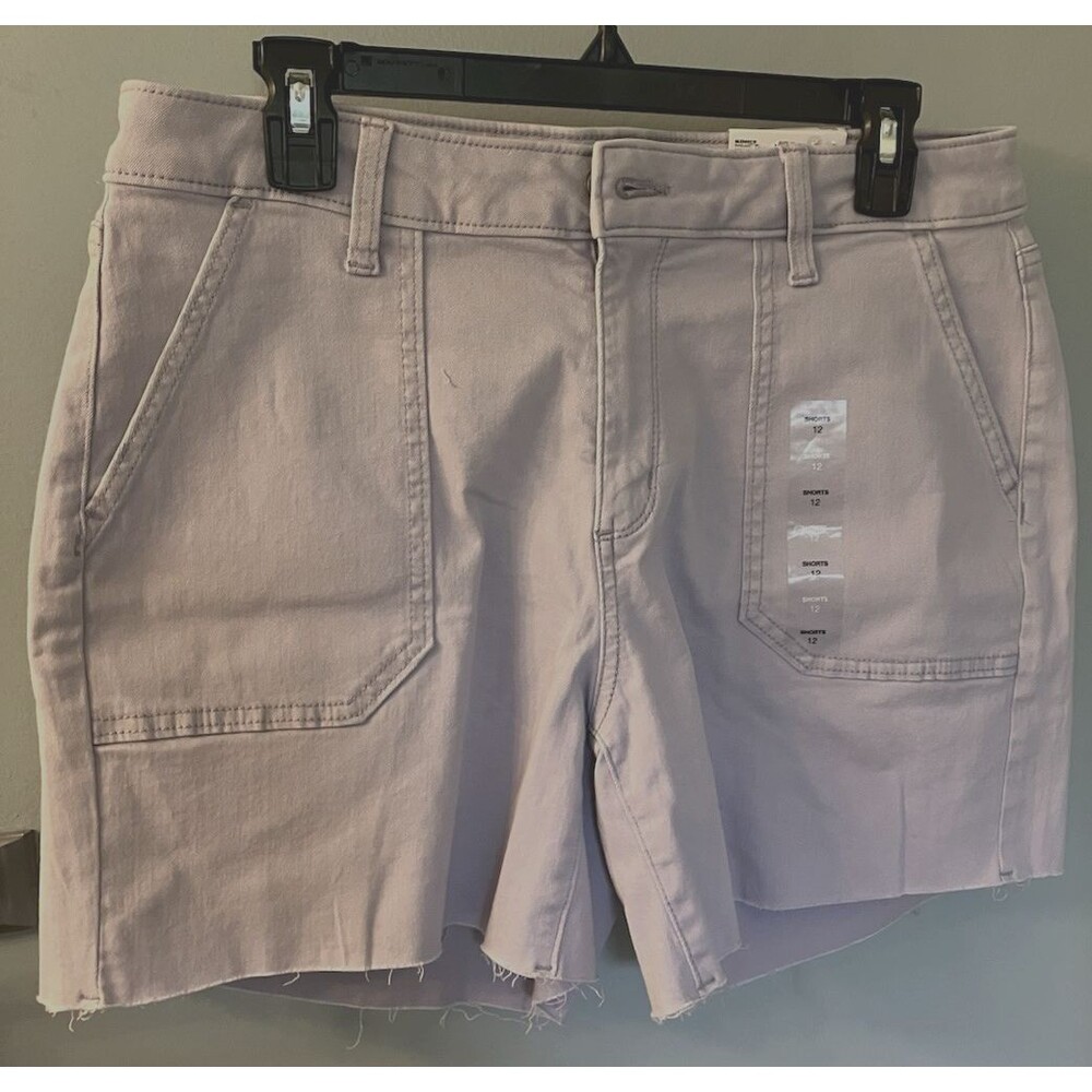NWT Sonoma High Rise Frayed hem Lilac Denim Shorts Size 12